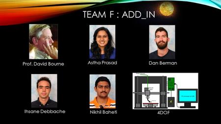 Prof. David Bourne TEAM F : ADD_IN Astha Prasad Dan Berman Ihsane Debbache Nikhil Baheti 4DOF.