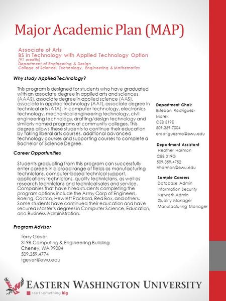 Major Academic Plan (MAP) Why study Applied Technology? This program is designed for students who have graduated with an associate degree in applied arts.