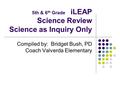 5th & 6 th Grade iLEAP Science Review Science as Inquiry Only Compiled by: Bridget Bush, PD Coach Valverda Elementary.