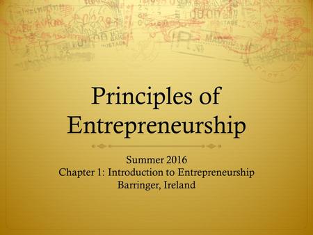 Principles of Entrepreneurship