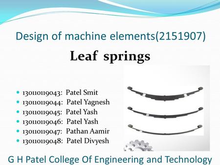 Design of machine elements( )