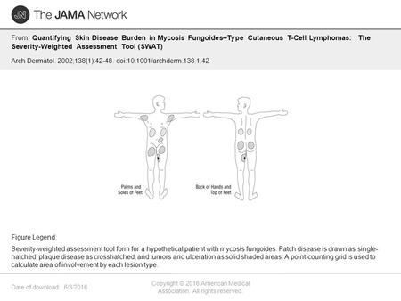 Date of download: 6/3/2016 Copyright © 2016 American Medical Association. All rights reserved. From: Quantifying Skin Disease Burden in Mycosis Fungoides–Type.