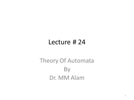 Theory Of Automata By Dr. MM Alam