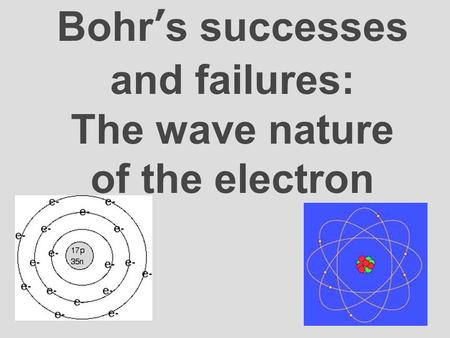 Bohr’s successes and failures: The wave nature of the electron.