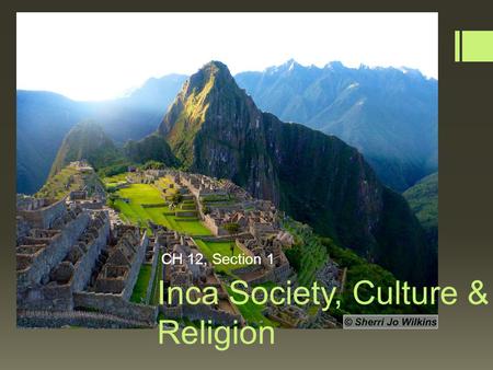 Inca Society, Culture & Religion CH 12, Section 1.