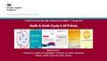 LGA/ADPH Annual Public Health Conference and Exhibition: 11 February 2015 Health & Health Equity in All Policies Mark Dooris, Professor in Health & Sustainability,