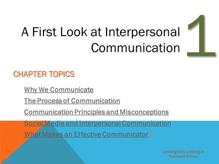 A First Look at Interpersonal Communication