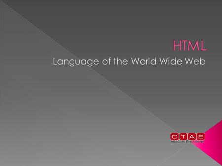 HTML is the language that allows text and graphics to be displayed as Web pages. It is a set of special codes, called tags, that tells a browser application.