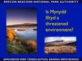 Is Mynydd Illtyd a threatened environment?. The National Park Visitor Centre (The Mountain Centre) In 2010/11 there were 142,167 visitors to the Centre.