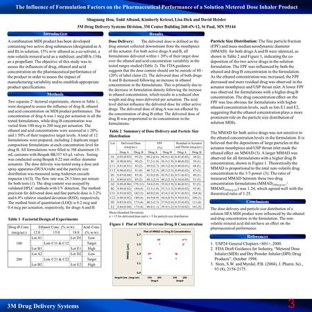 3M Drug Delivery Systems 3 Introduction A combination MDI product has been developed containing two active drug substances (designated as A and B) in solution,