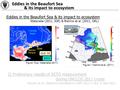 Eddies in the Beaufort Sea & its impact to ecosystem Watanabe (2011, JGR) & Nishino et al. (2011, GRL) 2) Preliminary results of XCTD measurement during.