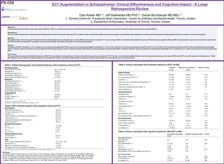 Objective: To describe the clinical effectiveness and cognitive effects of ECT in a large clinical sample of patients with schizophrenia and explore factors.