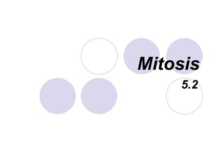 Mitosis 5.2. I. Purpose To grow more cells  Example: Growing taller, growing roots To reproduce asexually  Example: Hydra buds to reproduce Repair damaged.