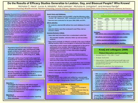 Results: Objective 2 Nicholas C. Heck 1, Lucas A. Mirabito 1, Kelly LeMaire 1, Nicholas A. Livingston 2, and Annesa Flentje 3 Abstract Objective: The present.