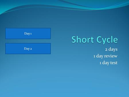 2 days 1 day review 1 day test Day 1 Day 2. Short Cycle Tuesday March 6th, 2012 Warm-up: ****answer in complete sentences*** (1) What do waves do? (what’s.