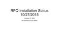 RFQ Installation Status 10/27/2015 October 27, 2015 Jim Steimel & Curtis Baffes.