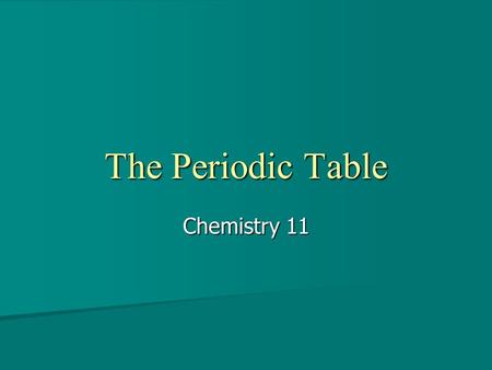 The Periodic Table Chemistry 11. The Periodic Table’s History: We didn’t always have the periodic table! We didn’t always have the periodic table! by.