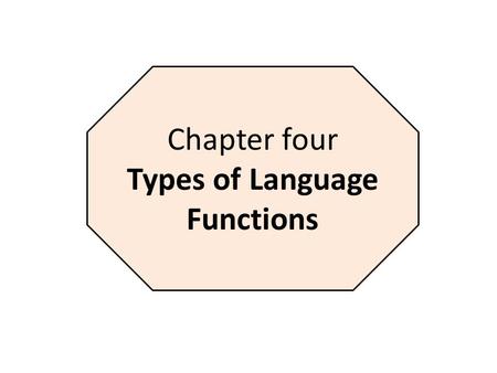 Chapter four Types of Language Functions At the Intermediate stage we deal with only functional language i.e., the language which we use for communication.