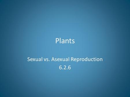 Plants Sexual vs. Asexual Reproduction 6.2.6. Bellringer.