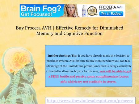 Buy Procera AVH | Effective Remedy for Diminished Memory and Cognitive Function Insider Savings Tip: If you have.