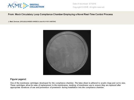 Date of download: 6/7/2016 Copyright © ASME. All rights reserved. From: Mock Circulatory Loop Compliance Chamber Employing a Novel Real-Time Control Process.