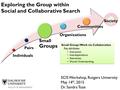 Individuals Pairs Small Groups Organizations Communities Society Exploring the Group within Social and Collaborative Search Small Groups Work via Collaboration.