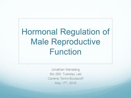 Hormonal Regulation of Male Reproductive Function