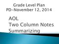 AOL Two Column Notes Summarizing. Complete by yourself.