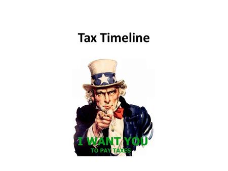 Tax Timeline. When you first get hired… You fill out a what? – W-4 (Personal Allowances) – 4 first Why? – To help your employer figure the correct amount.