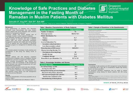 Zainudin S 1, Ang DY 2, Goh SY 1, Soh AW 1. Department of Endocrinology, Singapore General Hospital, Singapore 1 ; Yong Loo Lin, School of Medicine, National.