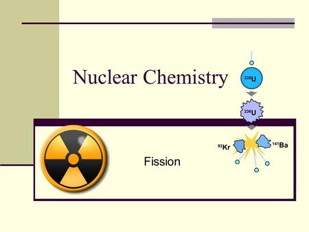 Nuclear Chemistry Fission. Nuclear Fission Chain reaction that splits atoms and releases E as a result Reaction begins with a neutron  Used in weapons.