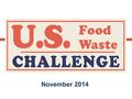 November 2014. Food waste in the United States is estimated at between 30-40 percent of the food supply Food waste has far-reaching impacts –Food security.