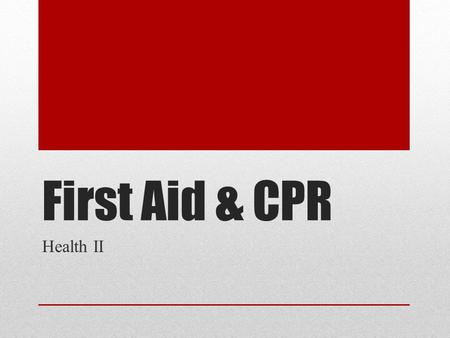 First Aid & CPR Health II. Good Samaritan Laws Enacted in the U.S. to give legal protection to people who willing provide emergency care to ill or injured.