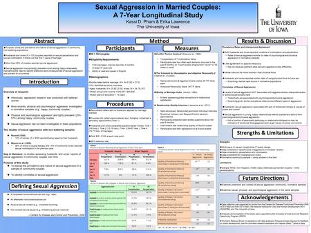 Sexual Aggression in Married Couples: A 7-Year Longitudinal Study Kassi D. Pham & Erika Lawrence The University of Iowa Sexual Aggression in Married Couples: