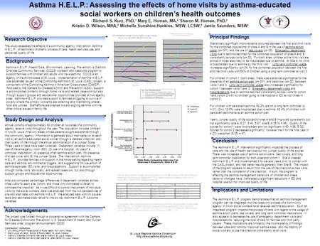 Implications and Limitations The Asthma H.E.L.P. program demonstrates that an asthma management program can be integrated into the casework process of.