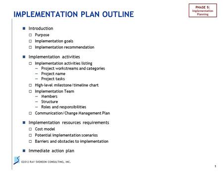 IMPLEMENTATION PLAN OUTLINE