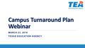 Campus Turnaround Plan Webinar MARCH 23, 2016 TEXAS EDUCATION AGENCY.