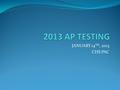 JANUARY 14 TH, 2013 CHS PAC. WHAT WE WILL DISCUSS TODAY… RECOGNITION OF AP STUDENTS AP TESTING TIMEFRAME INFORMATION SESSIONS REGISTRATION PRE-REGISTRATION.