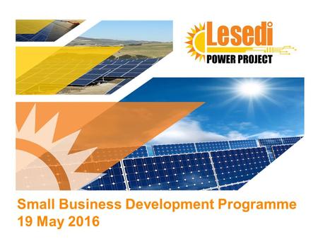 Small Business Development Programme 19 May 2016.