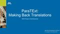 ParaTExt: Making Back Translations With Project Interlinearizer.