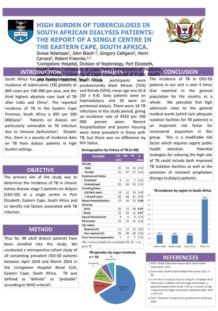 INTRODUCTION South Africa has the highest reported incidence of tuberculosis (TB) globally at 860 cases per 100 000 per year, and the third highest absolute.