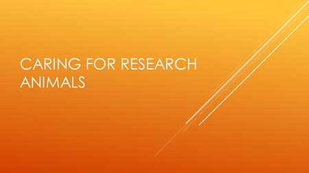 CARING FOR RESEARCH ANIMALS. Scientists try to reduce any pain or distress to animals. Animals that are treated well provide the normal biological & behavioral.