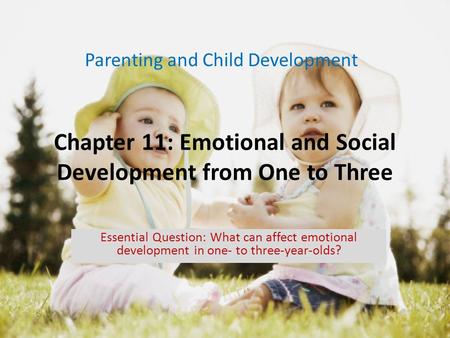 Chapter 11: Emotional and Social Development from One to Three Parenting and Child Development Essential Question: What can affect emotional development.