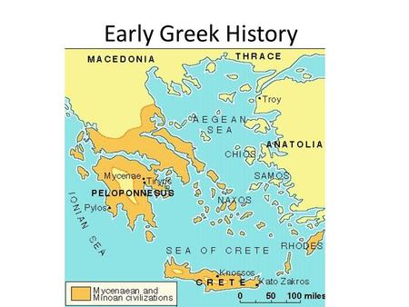 Early Greek History. Greece was settled by Indo-European nomads from central Asia between 5000 and 3000 BC.