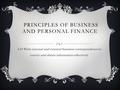 Principles of Business and Personal Finance