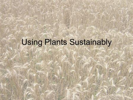 Using Plants Sustainably. Sustainable Agriculture in Canada The two main agricultural practices used by Canadian farmers to increase crop yields are the.