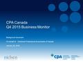 CPA Canada Q4 2015 Business Monitor Background document On behalf of: Chartered Professional Accountants of Canada January 28, 2016.