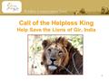 1 Call of the Helpless King Help Save the Lions of Gir, India.