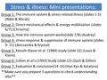 Stress & illness: Mini presentations: Group 1: The immune system & stress related illness (slides 1-5) (Nikki & Micah) Group 2: Direct mechanical effects.