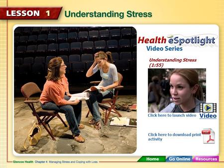 Understanding Stress (1:55) Click here to launch video Click here to download print activity.